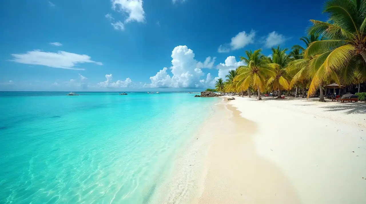Paradise Caribbean beach with crystal clear waters